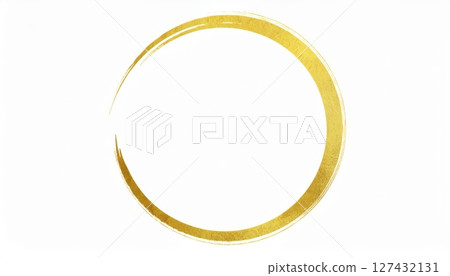 AI image: A gold circle drawn with a brush on a white background 127432131