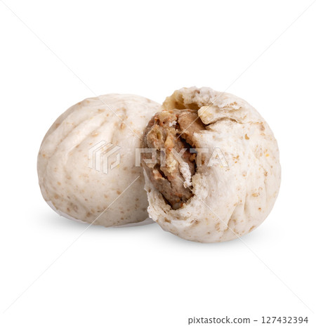 Minced Pork Buns isolated on white background 127432394