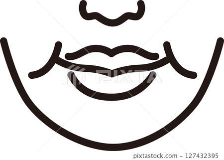 Icon Cosmetic medicine Cosmetic surgery Ponyo next to the mouth Fat Woman Line Pictogram Design Illustration 127432395