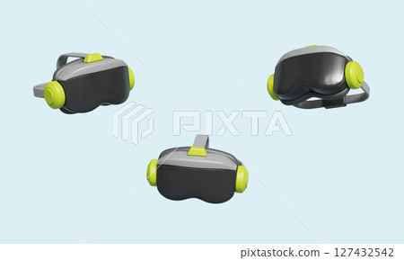 VR Headset Glasses for Virtual Reality Experiences. 3D Rendering. 127432542
