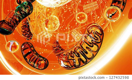 cell_blue_light_mitochondria_orange cell_blue_light_mitochondria_orange 127432598