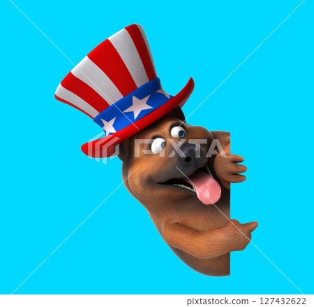 Fun 3D cartoon german shepherd dog with an uncle sam hat (with alpha channel) Fun 3D cartoon german shepherd dog with an uncle sam hat (with alpha channel) 127432622