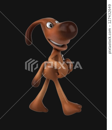 Fun 3D cartoon dog walking (with alpha channel) Fun 3D cartoon dog walking (with alpha channel) 127432649