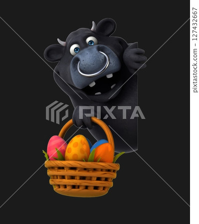 Fun 3D cartoon bull with easter eggs (on alpha) 127432667