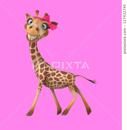 Fun 3D cartoon giraffe walking (with alpha channel) Fun 3D cartoon giraffe walking (with alpha channel) 127432745