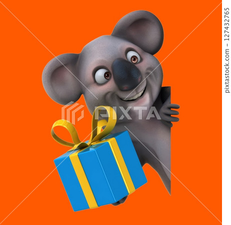Fun 3D cartoon koala with a sign (with alpha channel) Fun 3D cartoon koala with a sign (with alpha channel) 127432765