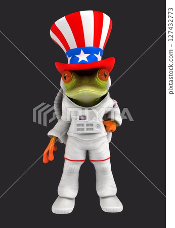 Fun 3D cartoon frog with an uncle sam hat(with alpha channel included) 127432773