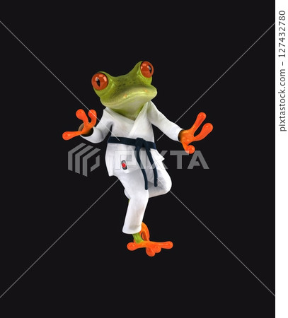 Fun 3D cartoon frog martial artist (with alpha channel) Fun 3D cartoon frog martial artist (with alpha channel) 127432780