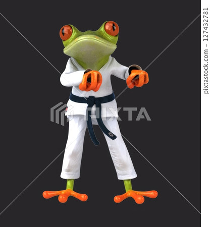Fun 3D cartoon frog martial artist (with alpha channel) 127432781
