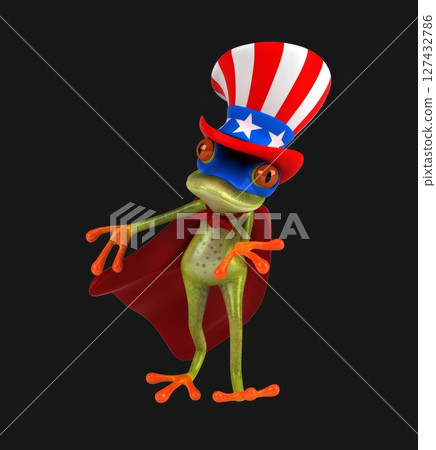 Fun 3D cartoon frog with an uncle sam hat(with alpha channel included) 127432786