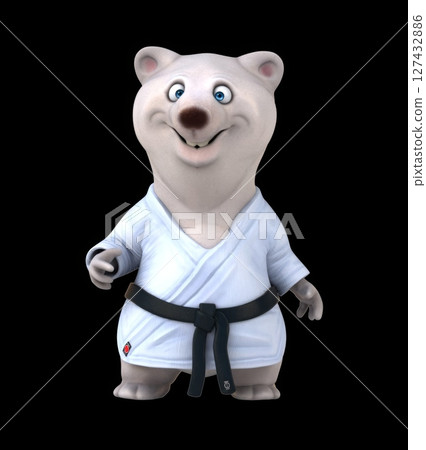 Fun 3D cartoon karateka bear (with alpha channel) 127432886