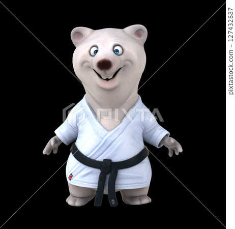 Fun 3D cartoon karateka bear (with alpha channel) 127432887