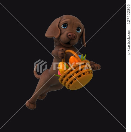 Fun 3D cartoon labrador with easter eggs (on alpha) Fun 3D cartoon labrador with easter eggs (on alpha) 127432896