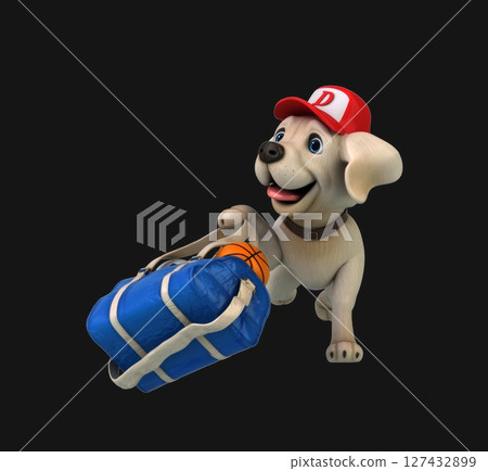 Fun 3D cartoon dog with a sportsbag (on alpha) 127432899