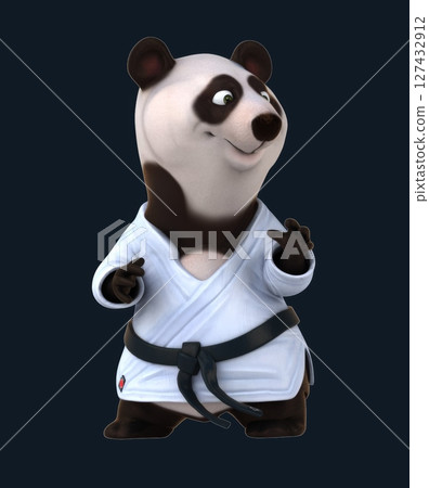 Fun 3D cartoon karateka panda (with alpha channel) 127432912