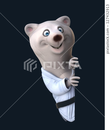 Fun 3D cartoon karateka bear (with alpha channel) 127432913