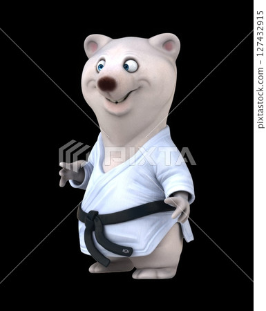 Fun 3D cartoon karateka bear (with alpha channel) 127432915