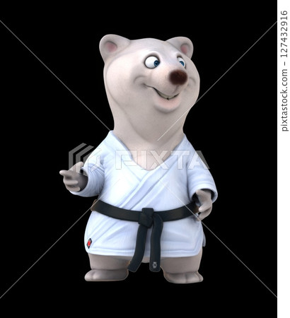 Fun 3D cartoon karateka bear (with alpha channel) 127432916