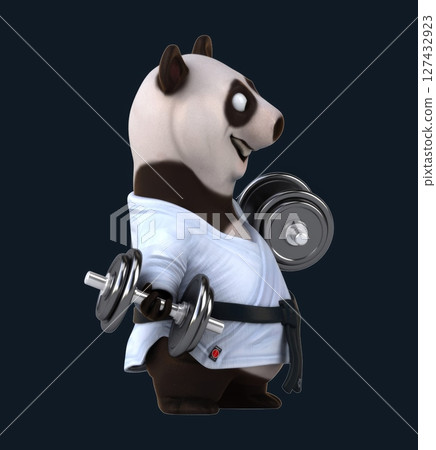 Fun 3D cartoon karateka panda (with alpha channel) 127432923