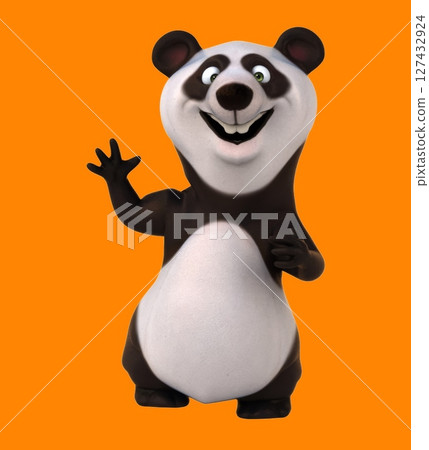 Fun 3d cartoon panda waving (with alpha channel) Fun 3d cartoon panda waving (with alpha channel) 127432924