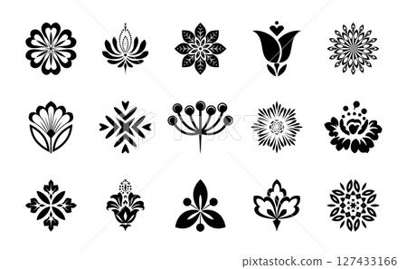 Flower icons set. Isolated elements for design. Vector graphics. 127433166