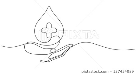 world blood donor day one line drawing continuous illustration 127434089