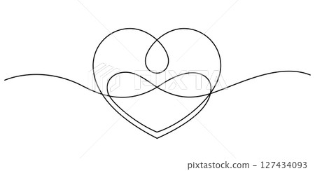 heart shape love emotion infinity sign one line continuous 127434093