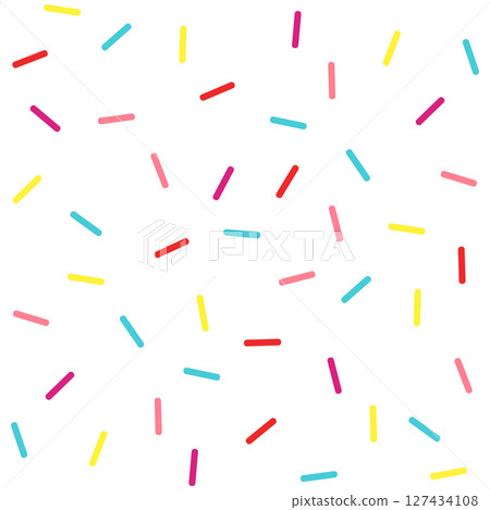 Donut sprinkles confetti retro sweet candy background. Cute dessert decoration colorful sprinkle elements. Birthday, party Donut sprinkles confetti retro sweet candy background. Cute dessert decoration colorful sprinkle elements. Birthday, party 127434108