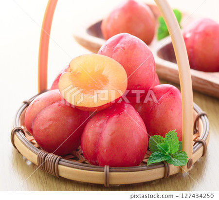Cut early plums 127434250