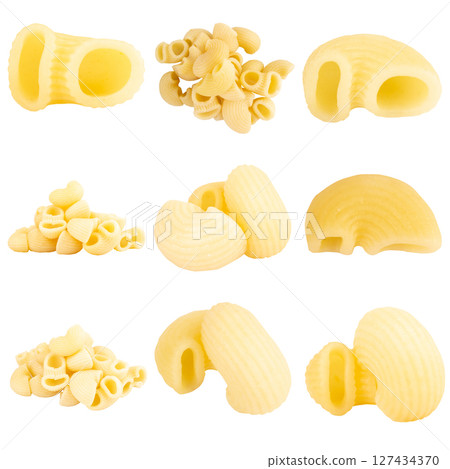 macaroni on white background pile food macaroni on white background pile food 127434370