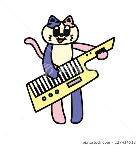 貓在肩上彈奏鍵盤 貓在肩上彈奏鍵盤 127434518