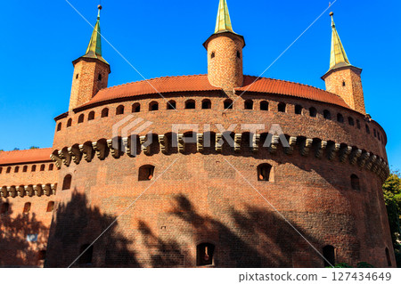 Krakow barbican - medieval fortification at city walls, Poland 127434649