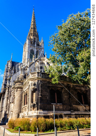 The church of Saint-Maclou church in Rouen, France. One of the best examples of the Flamboyant style of Gothic architecture in France 127434668