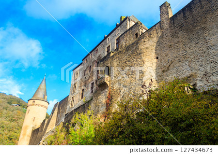 View of Vianden castle in Luxembourg 127434673