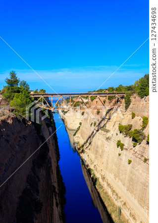 The Corinth Canal is a canal that connects the Gulf of Corinth with the Saronic Gulf in the Aegean Sea in Greece The Corinth Canal is a canal that connects the Gulf of Corinth with the Saronic Gulf in the Aegean Sea in Greece 127434698