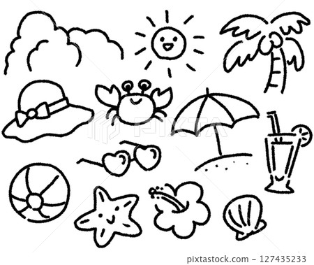 Hand drawn summer motifs 127435233