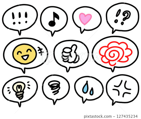Set of various reaction speech bubbles_color 127435234