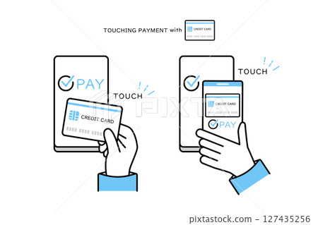 Illustration of touch payment using a credit card 127435256