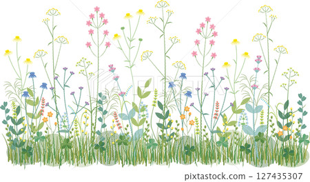 刺繡風格野花插畫 刺繡風格野花插畫 127435307