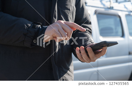 Working in a light van 127435565