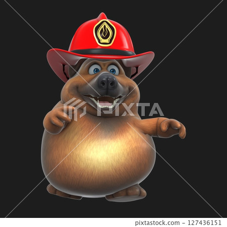 Fun 3D cartoon firefighter dog (on alpha) Fun 3D cartoon firefighter dog (on alpha) 127436151