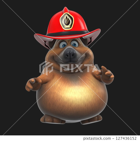 Fun 3D cartoon firefighter dog (on alpha) Fun 3D cartoon firefighter dog (on alpha) 127436152