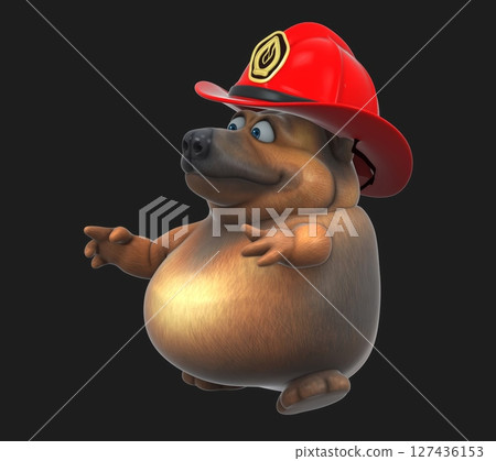 Fun 3D cartoon firefighter dog (on alpha) Fun 3D cartoon firefighter dog (on alpha) 127436153