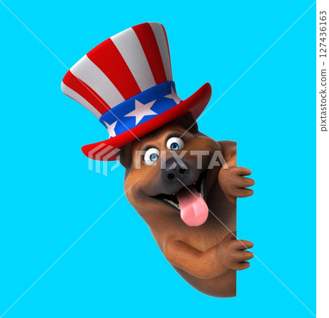 Fun 3D cartoon german shepherd dog with an uncle sam hat (with alpha channel) Fun 3D cartoon german shepherd dog with an uncle sam hat (with alpha channel) 127436163