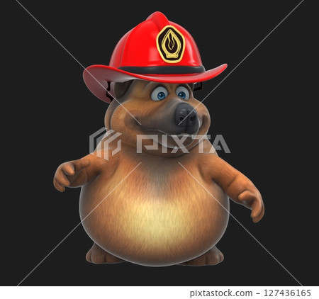 Fun 3D cartoon firefighter dog (on alpha) Fun 3D cartoon firefighter dog (on alpha) 127436165