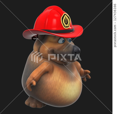 Fun 3D cartoon firefighter dog (on alpha) Fun 3D cartoon firefighter dog (on alpha) 127436166