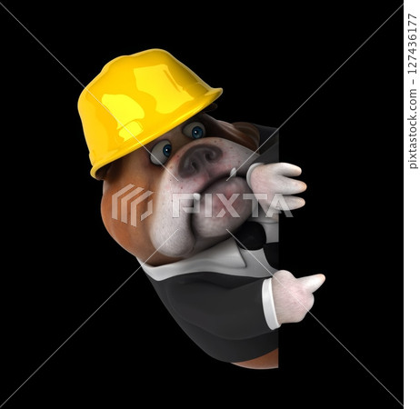 Fun 3D cartoon dog with a helmet (with alpha channel) Fun 3D cartoon dog with a helmet (with alpha channel) 127436177