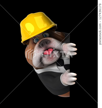 Fun 3D cartoon dog with a helmet (with alpha channel) 127436178