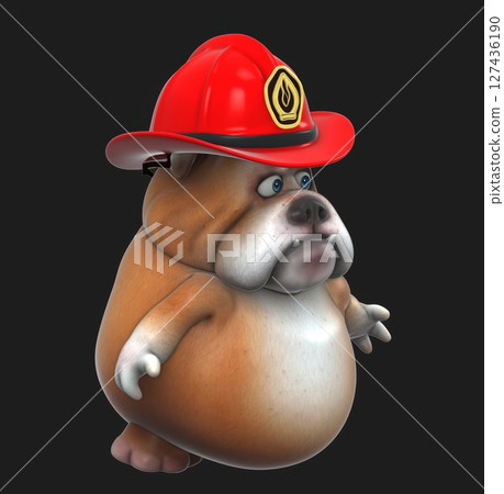 Fun 3D cartoon firefighter dog (on alpha) Fun 3D cartoon firefighter dog (on alpha) 127436190