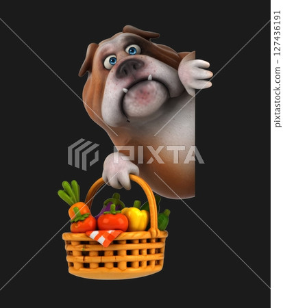 Fun 3D cartoon dog with vegetables (on alpha) Fun 3D cartoon dog with vegetables (on alpha) 127436191